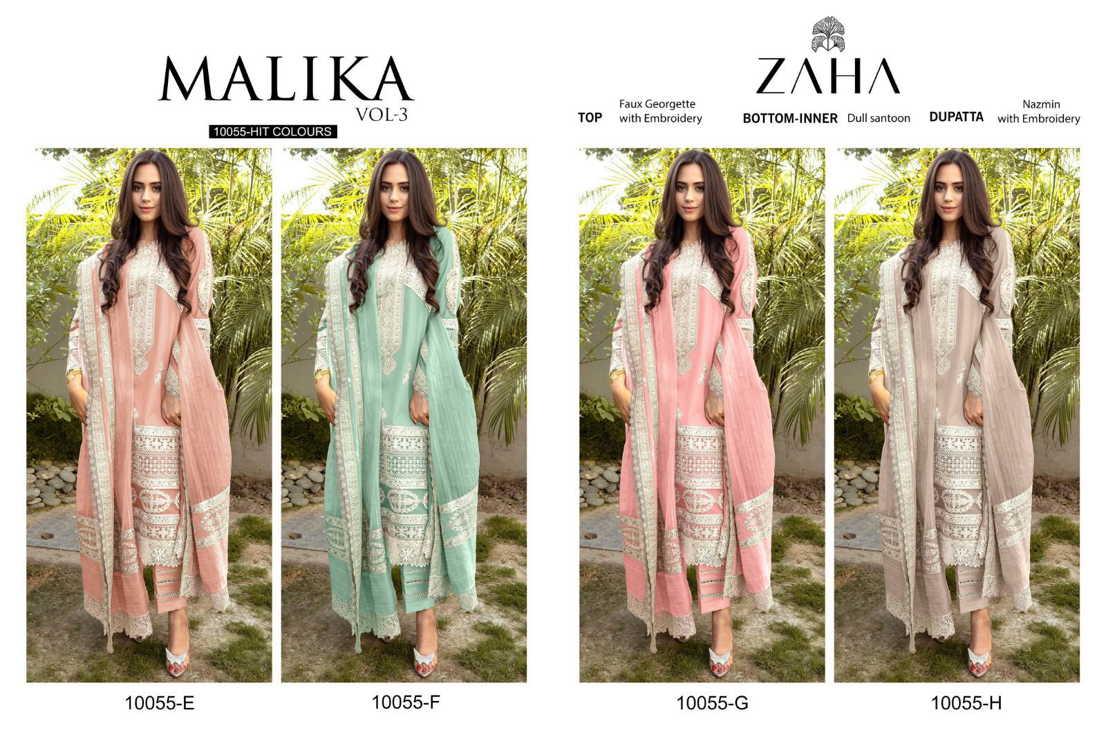 Zaha Malika Vol 3 Wholesale Georgette Pakistani suit Catalog